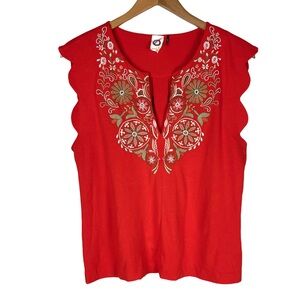 Anthropologie Akemi + Kin Beaded Embroidered Bohemian 
Short Sleeve Shirt